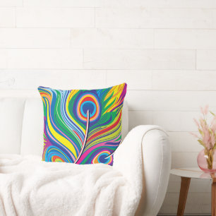 Coussin Plumes de paon Art Abstrait