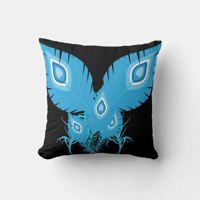 Coussin Plumes de paon | Oiseaux de paon | Mode (Recto)