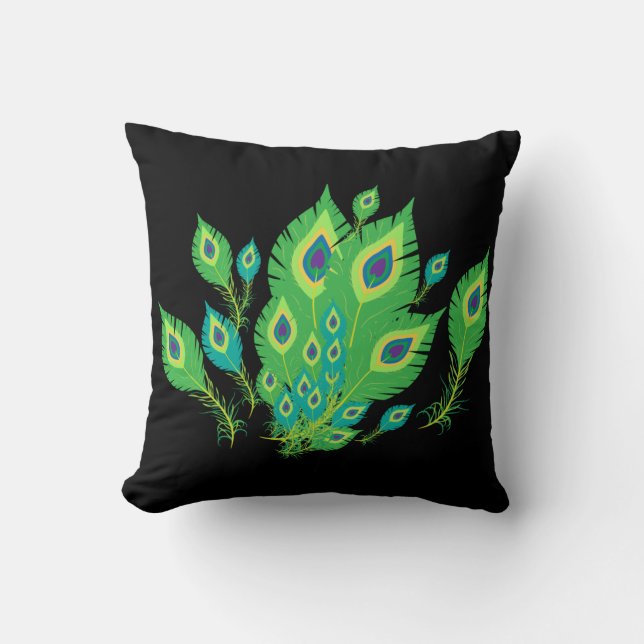 Coussin Plumes de paon | Oiseaux de paon | Nature (Recto)