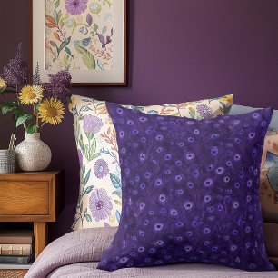 Coussin Plumes de paon violet