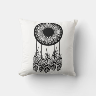 Coussin Plumes de pêche au rêve de Mandala en Bohème Noire