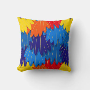 Coussin Plumes de perroquet Macaw Scarlet colorées