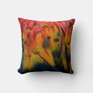 Coussin Plumes de perroquet Scarlet Macaw Tropical Texturé