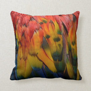 Coussin Plumes de perroquet Scarlet Macaw Tropical Texturé
