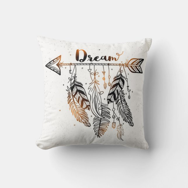 Coussin Plumes de rêve bohème (Recto)