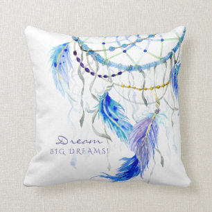Coussin Plumes de rêves d'attrapeur de rêve d'aquarelle de