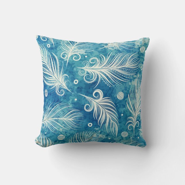 Coussin Plumes dessinées à la main : Motif transparent (Recto)