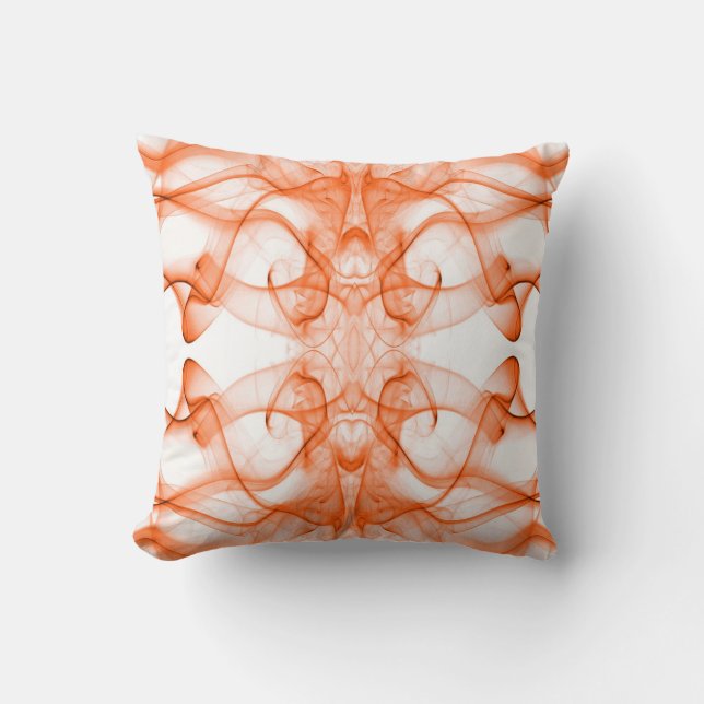 Coussin Plumes d'orange fumée sur blanc (Recto)