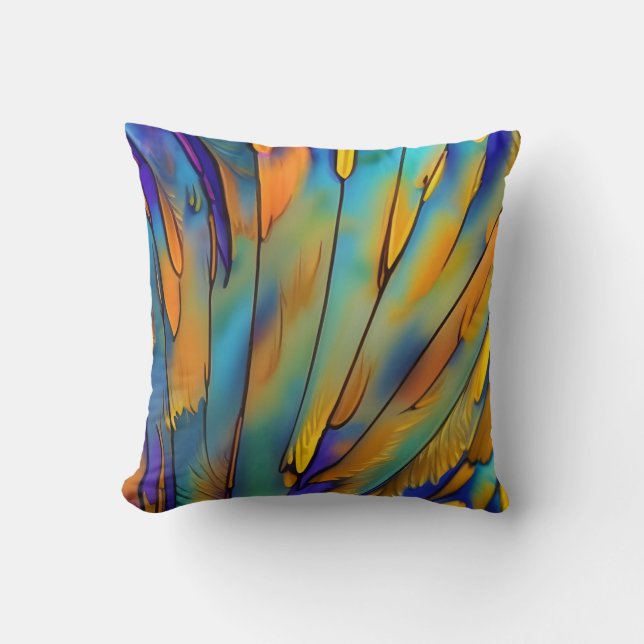 Coussin Plumes en verre tendu AI Art Abstrait (Recto)