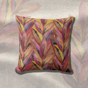 Coussin Plumes Florales Exotiques d'Été Art Aquarelle