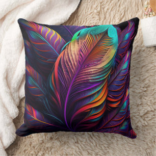 Coussin Plumes Psychedeliques 70s 60s