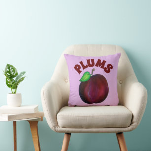 Coussin Plums mûrs Été Purple Plum Illustration