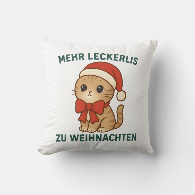 Coussin Plus de friandises à Noël - chats amusants (Recto)