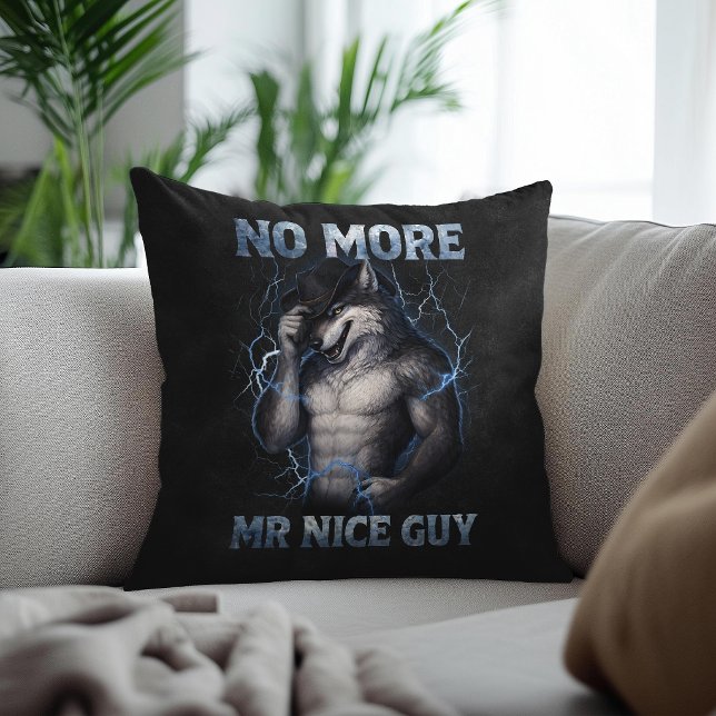 Coussin Plus de Monsieur Gentil Mec Drôle de Mème de Loup  (Créateur téléchargé)