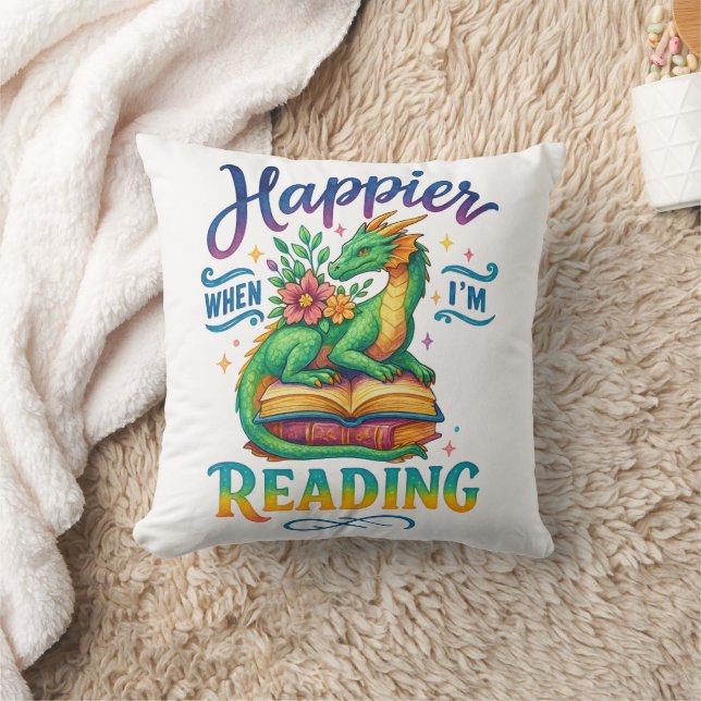 Coussin Plus heureux quand je lis (Couverture)
