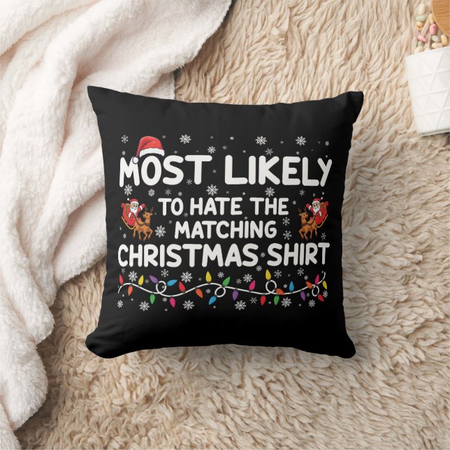 Coussin Plus susceptible de détester Noël assorti  (Couverture)