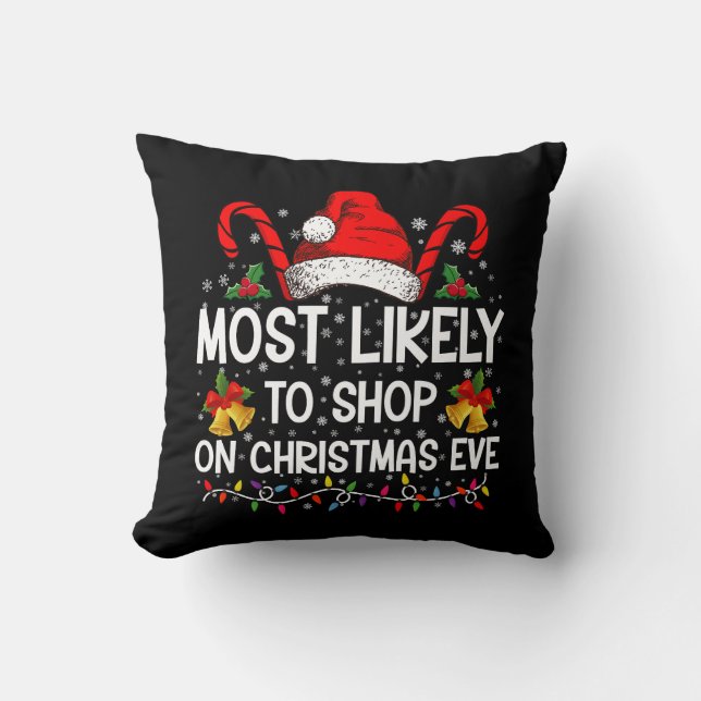 Coussin Plus susceptible de magasiner la veille de Noël No (Recto)