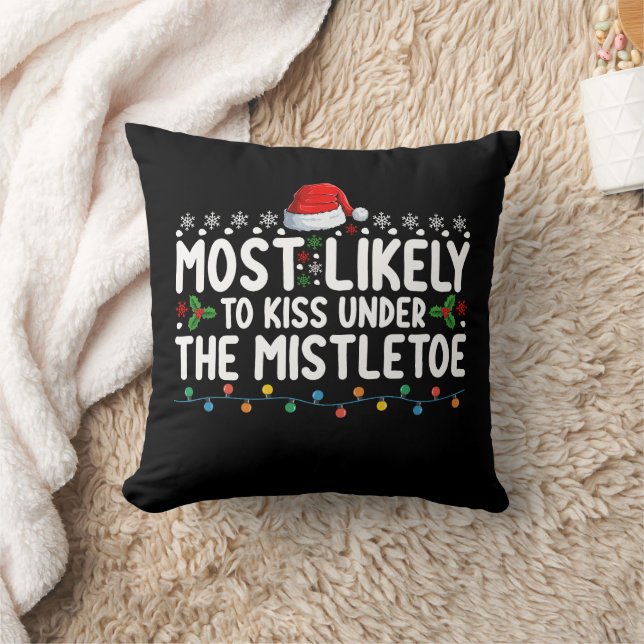 Coussin Plus susceptible d'embrasser sous le gui de Noël (Couverture)