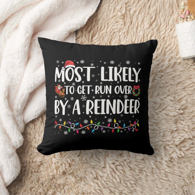 Coussin Plus susceptible d'être écrasé par un renne à Noël (Couverture)