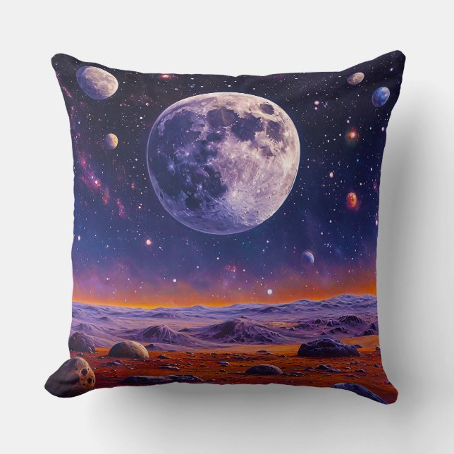 Coussin Plusieurs Lunes Au-Dessus d'une Surface Ressemblan (Recto)