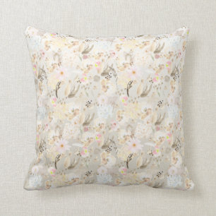 Coussin Plutôt neutre, abstrait crème rose floral