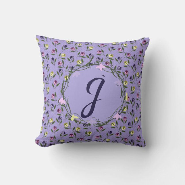 Coussin Plutôt rose et violet et jaune (Recto)