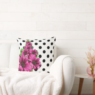 Coussin Plutôt Rose Fleurs Polka Dot