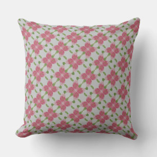 Coussin Plutôt rose vert et gris à motifs