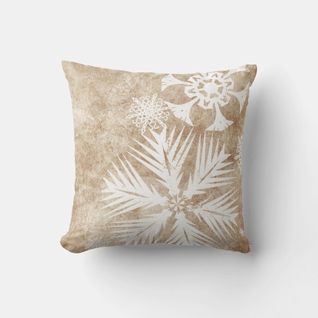 Coussin Pneus de Noël blanc et ivoire (Recto)