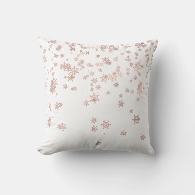 Coussin Pneus de Noël en métal rose Gold Foil (Recto)