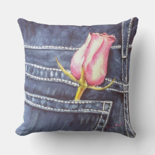 COUSSIN POCHE JEAN BLEUE AVEC PATIO ROSE ROSE ROSE ROSE BO