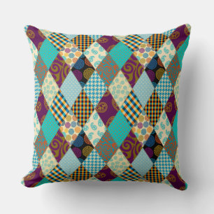 Coussin Poche Motif Géométrique Plaid Bleu pourpre Points