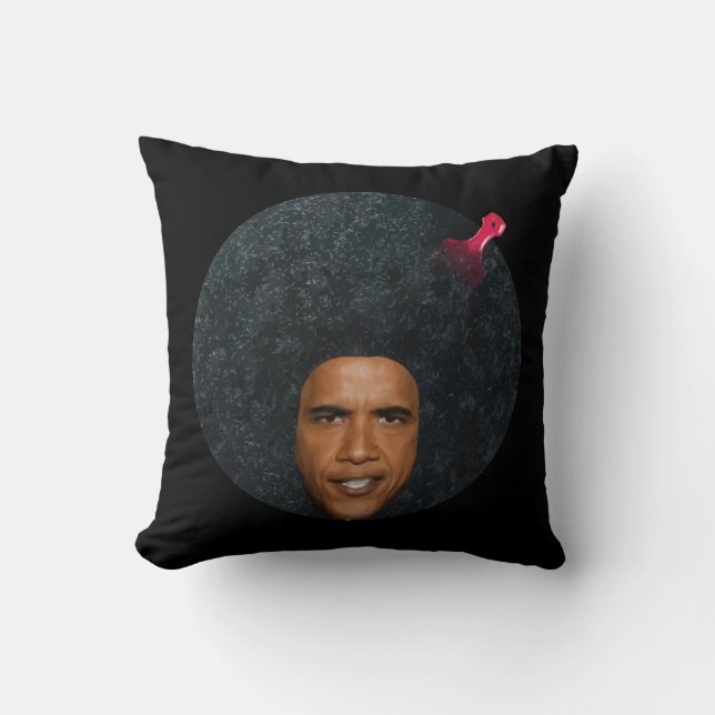 Coussin Pochoir de portrait d'Afro de Barack Obama (Recto)