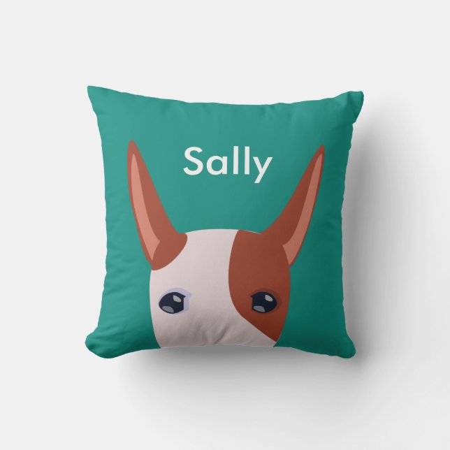 Coussin Podenco customisé Ibicenco Chien Visage bleu (Recto)