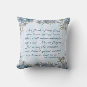 Coussin Poème du Credo d'Adoption Bleu Floral