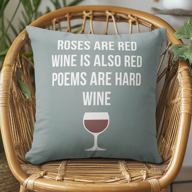 Coussin Poème du vin amusant - Le vin est la poésie rouge  (Whimsical Wine Pillow)