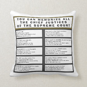 Coussin Poème et liste des juges en chef de la Cour supr