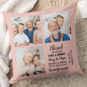Coussin Poème Grands-Parents Collage Photo Personnalisé Mo