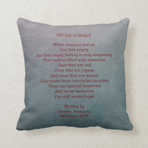 Coussin Poème "Never Forget" - Jetez l'oreiller