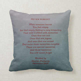 Coussin Poème "Never Forget" - Jetez l'oreiller