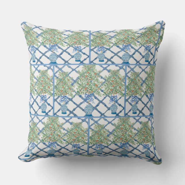 Coussin Poignée peinte à la main Orange Tree Topiary Ginge (Recto)