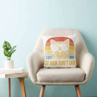Coussin Poils de Chat Drôles, On S'en Fout pour les Amoure