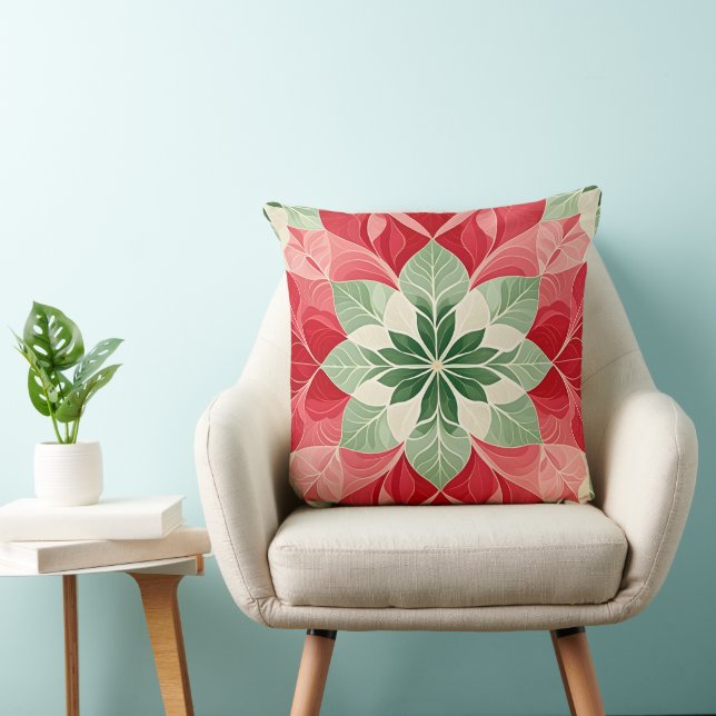 Coussin Poinsettia de Noël  Festif  (Chaise)