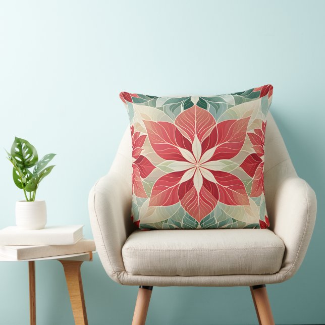 Coussin Poinsettia de Noël  Festif  (Chaise)