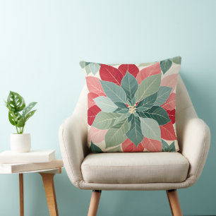 Coussin Poinsettia de Noël Festif