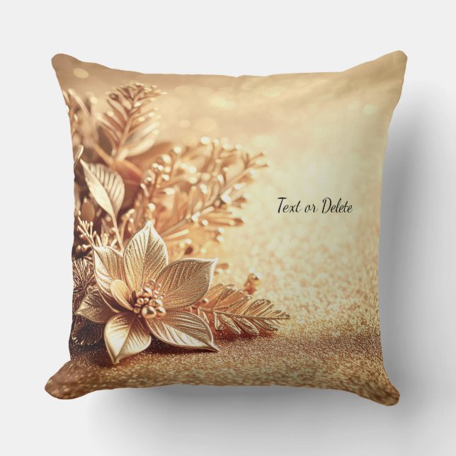 Coussin Poinsettia Doré (Recto)
