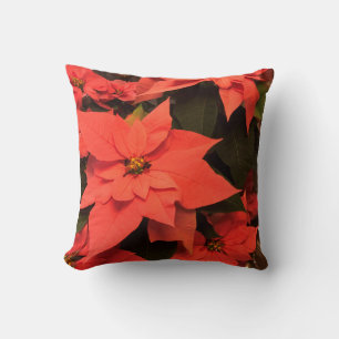 Coussin Poinsettia rouge pour les fêtes de Noël