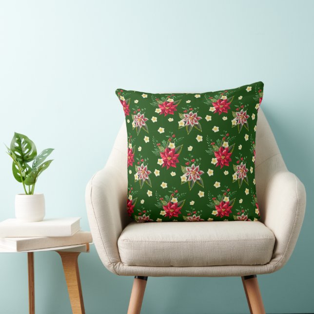 Coussin Poinsettias de vacances modernes   (Chaise)
