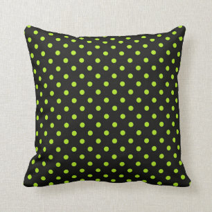 Coussin Point de polka de noir et de vert de chaux