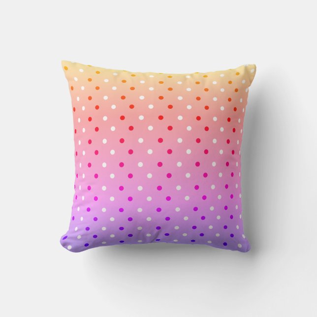 Coussin Point de Polka dépoli arc-en-ciel (Recto)